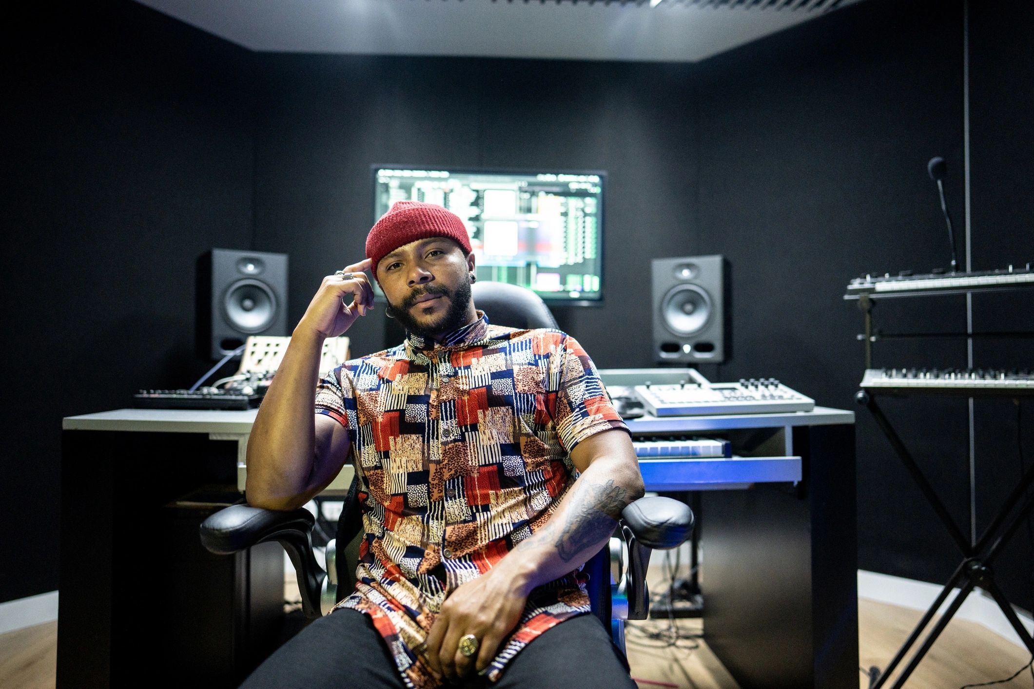 Portrait of a producer man in the recording studio