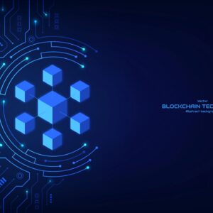 Blockchain technology on a futuristic background. System for database or cryptocurrency. Blockchain design for blockchain global networking, data network connect, and decentralized networks. Vector.