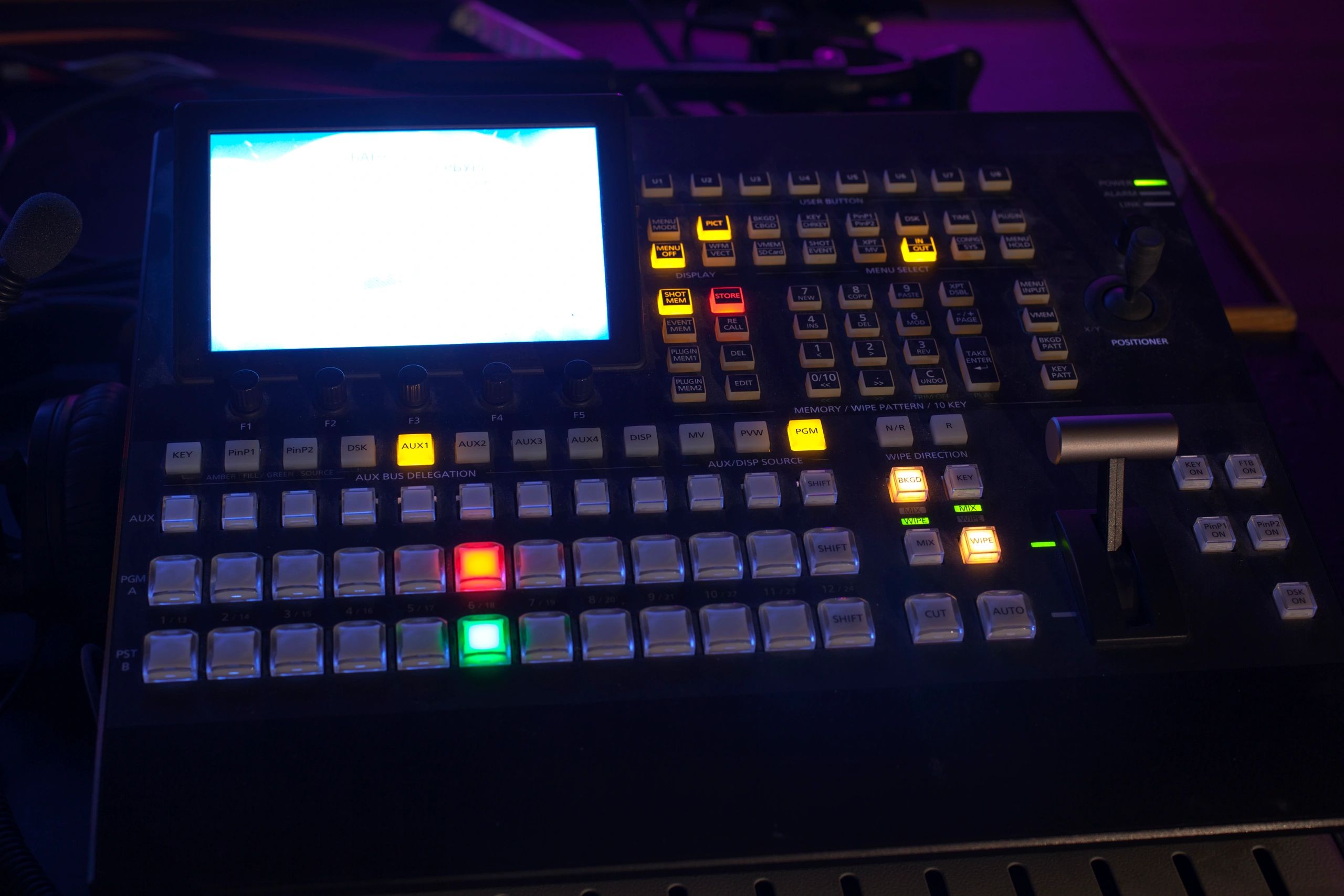 Mixing console and control surface in a studio environment